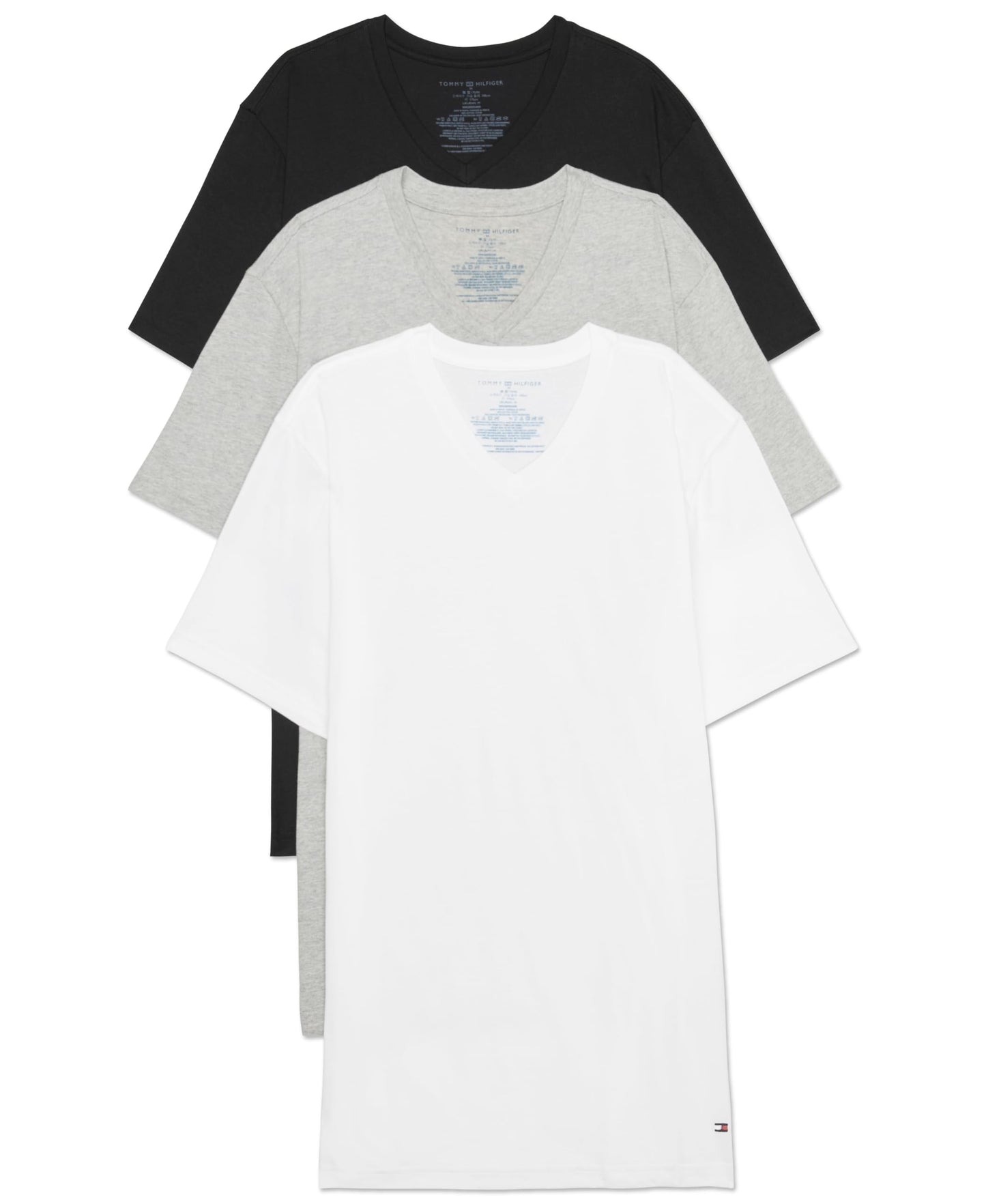 Tommy Hilfiger Mens Undershirts 3 Pack Cotton Classics V-Neck T-Shirt Underwear Black Pepper XL