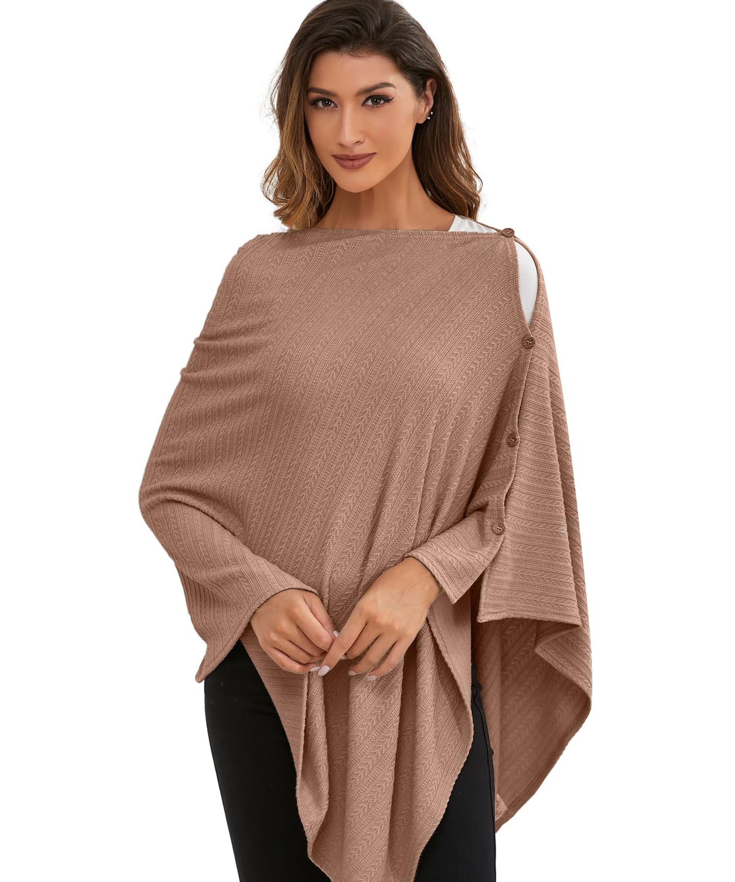 Nursing Cover for Baby Breastfeeding Organic Cotton Knit Breastfeeding Cover Warm Cozy Swaddle Breathable and Soft Wide Neck with Stretch for Easy View (Chestnut)