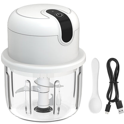RHAFAYRE Mini Garlic Chopper Cordless Electric Garlic Chopper Slicer with GLASS Cup 10Oz Mini Food Grinder Processor for Small Vegetable Onion Tomato Pepper Herb Anti-slip incl USB cable White