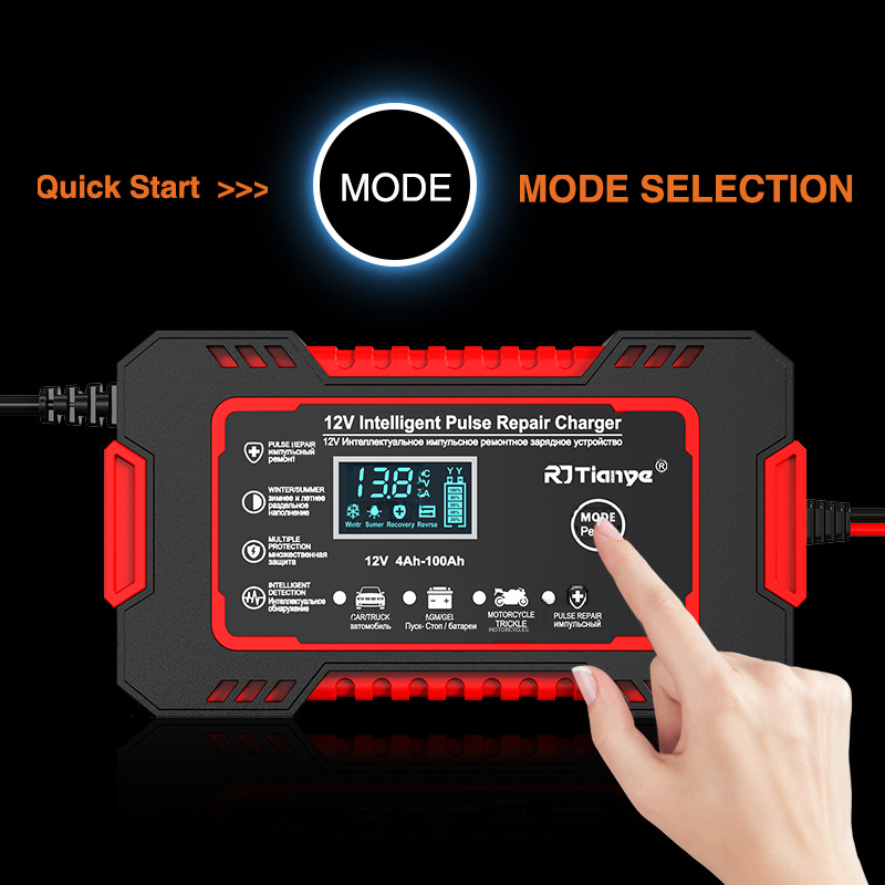 12V 6A Smart Universal Battery Charger for Motorcycles