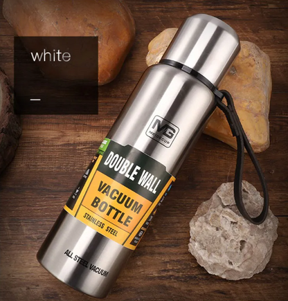 Stainless Steel Insulated Water Bottle with Portable Travel Lid, 500ml–1500ml (Outdoor Thermos Flask)