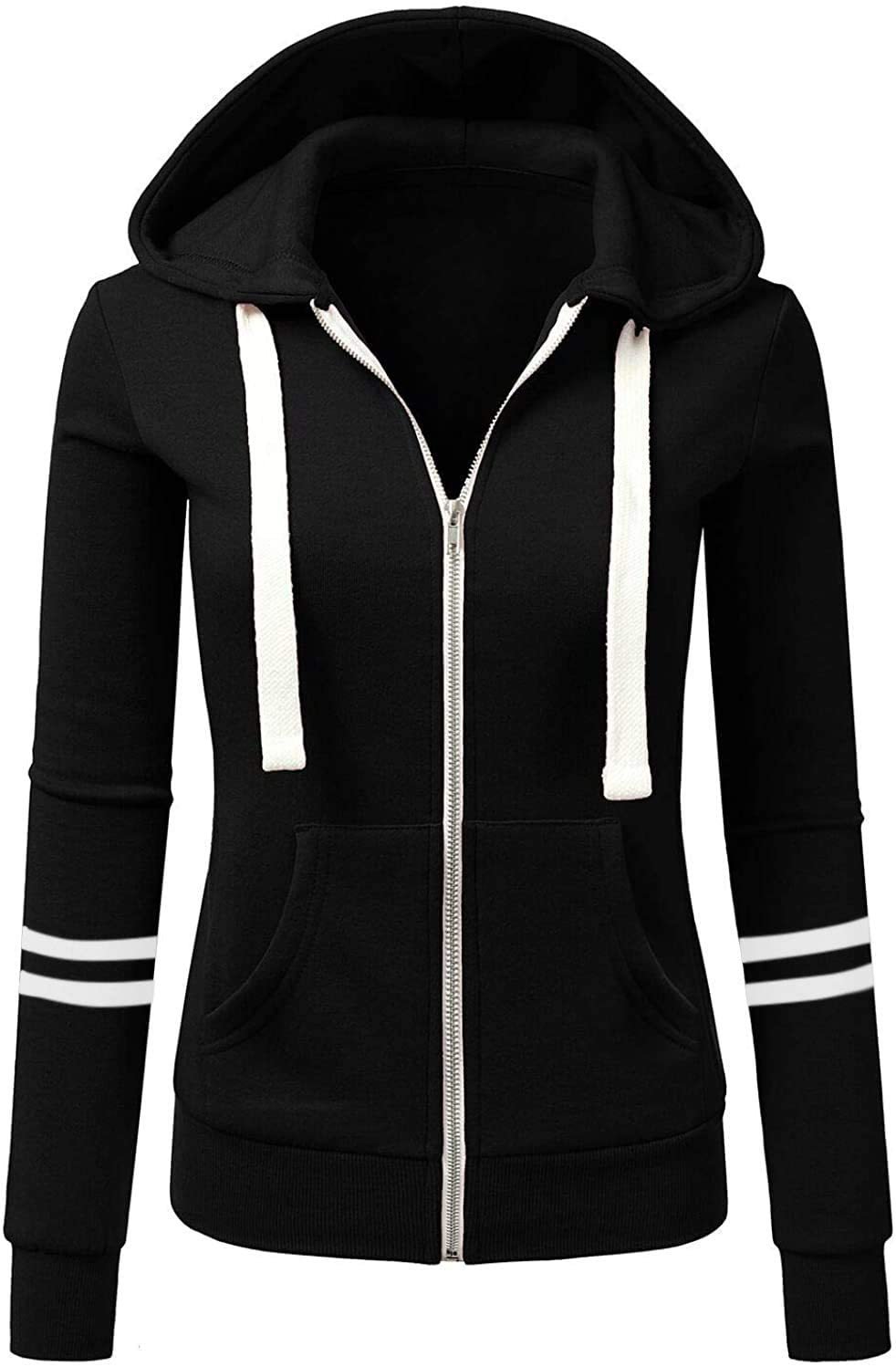 Women's Sports Zipper Hooded Sweater for Fall & Winter