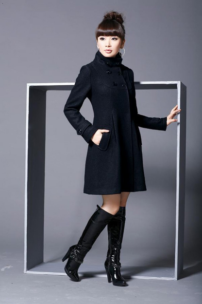 Overcoat hooded double breasted windbreaker