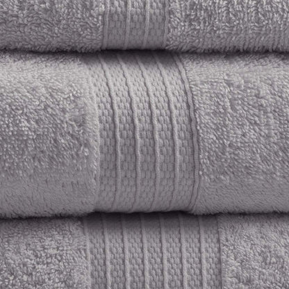 Madison Park Organic 100% Cotton Bathroom Towel Set Hotel & Spa Quality Highly Absorbent Quick Dry Include for Shower Handwash & Facial Washcloth Multi-Sizes Grey