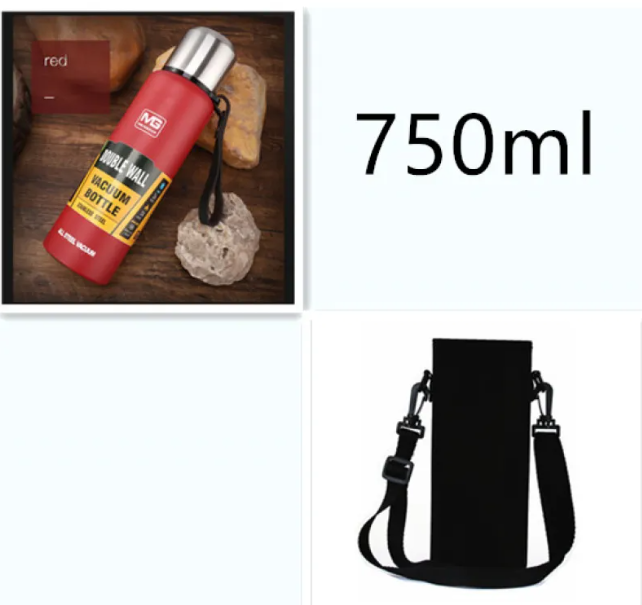 Stainless Steel Insulated Water Bottle with Portable Travel Lid, 500ml–1500ml (Outdoor Thermos Flask)