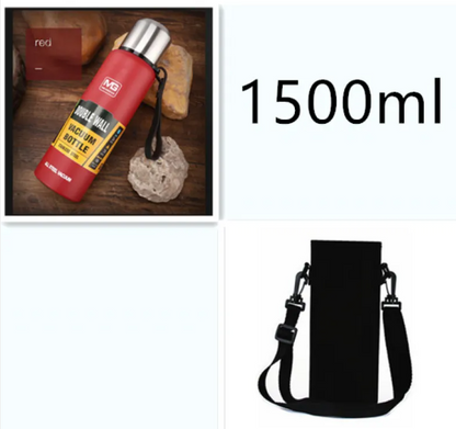 Stainless Steel Insulated Water Bottle with Portable Travel Lid, 500ml–1500ml (Outdoor Thermos Flask)