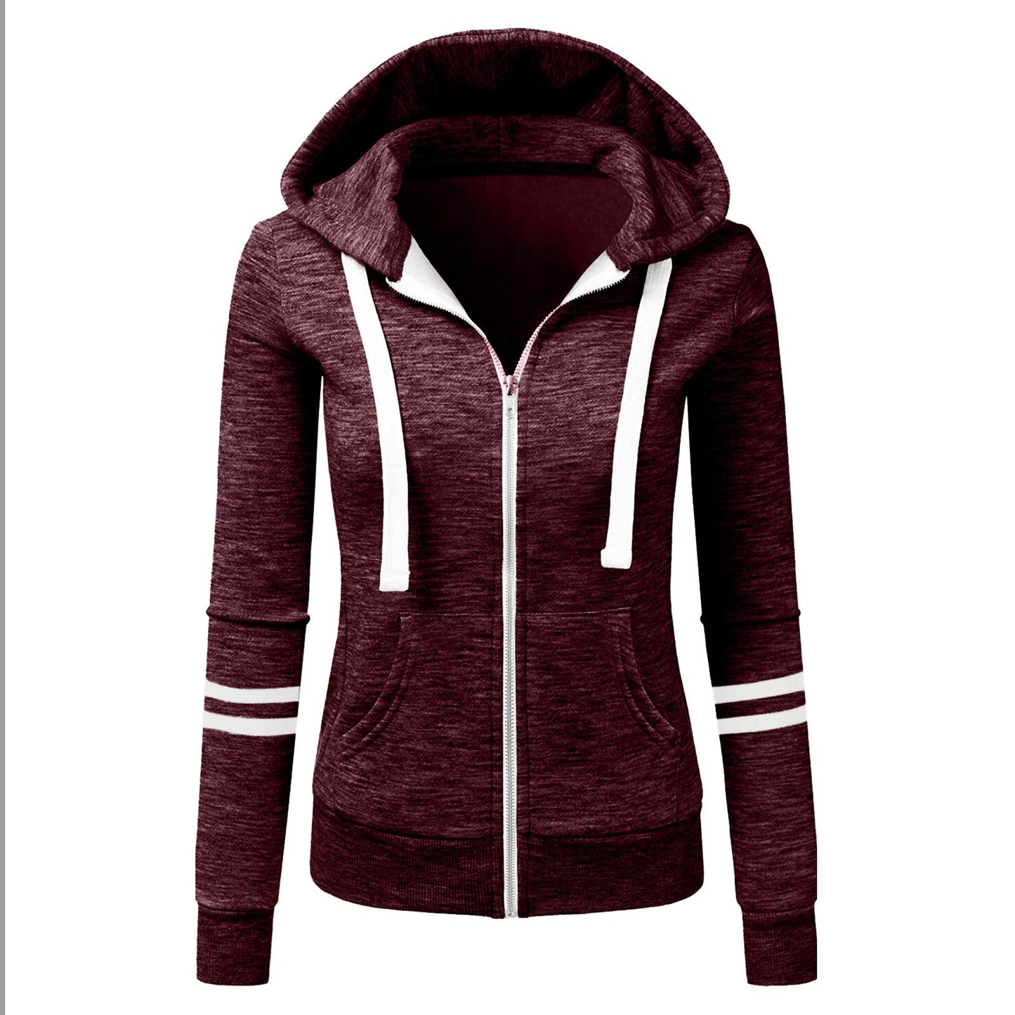 Women's Sports Zipper Hooded Sweater for Fall & Winter