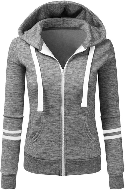 Women's Sports Zipper Hooded Sweater for Fall & Winter