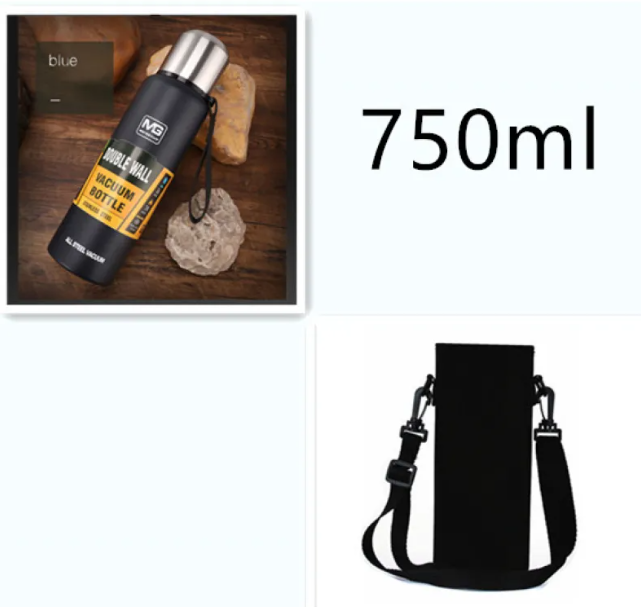 Stainless Steel Insulated Water Bottle with Portable Travel Lid, 500ml–1500ml (Outdoor Thermos Flask)