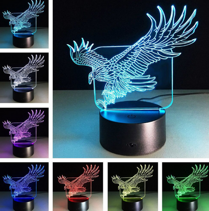 3D Visual LED Night Light - Touch & Remote Control Eagle