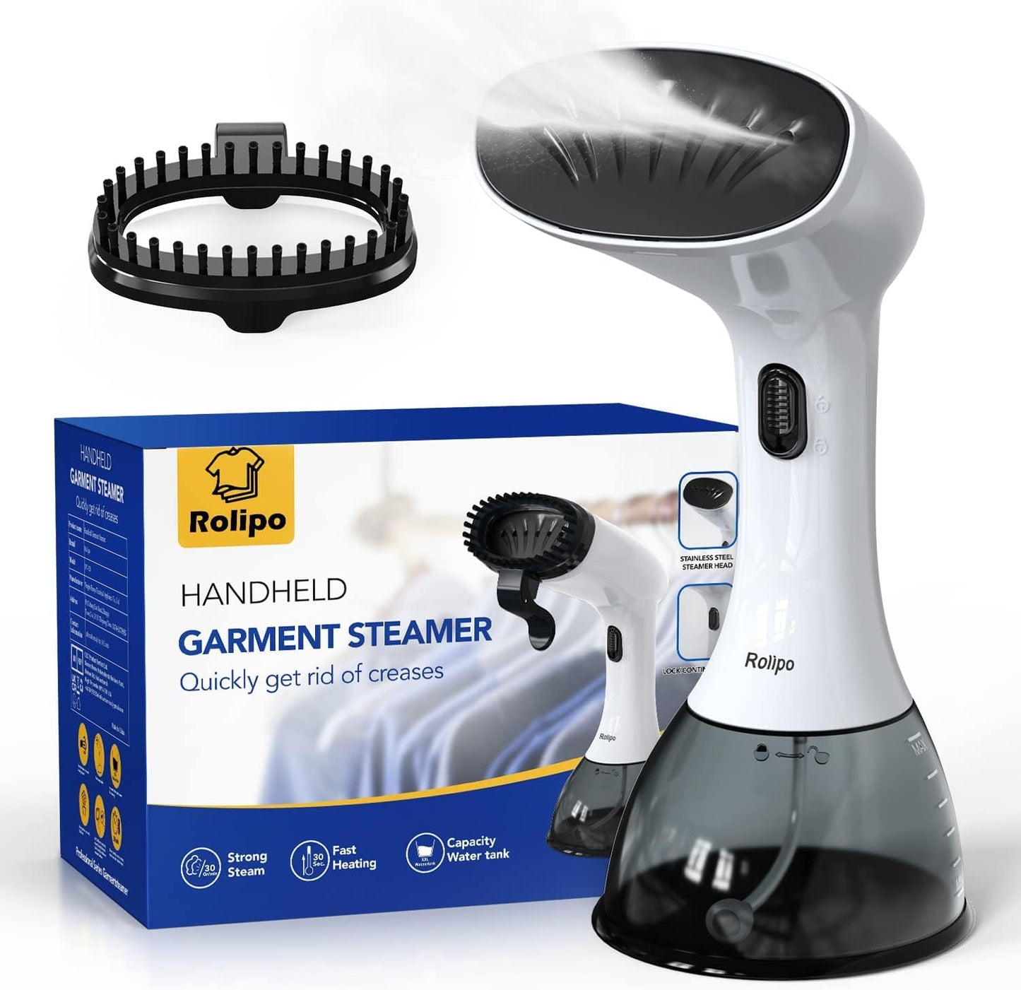 Rolipo Steamer for Clothes 1350W Clothes Steamer for Home Office Travel Upgraded 400ML Large Capacity Water Tank Wrinkle Remover