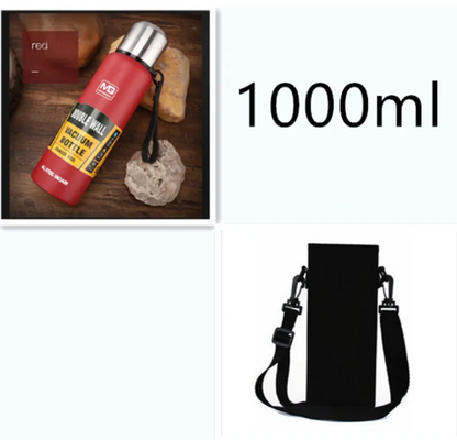 Stainless Steel Insulated Water Bottle with Portable Travel Lid, 500ml–1500ml (Outdoor Thermos Flask)