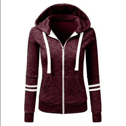 Women's Sports Zipper Hooded Sweater for Fall & Winter