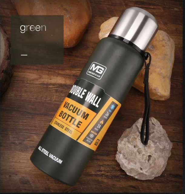 Stainless Steel Insulated Water Bottle with Portable Travel Lid, 500ml–1500ml (Outdoor Thermos Flask)