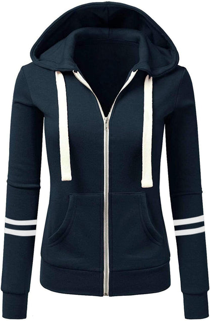 Women's Sports Zipper Hooded Sweater for Fall & Winter