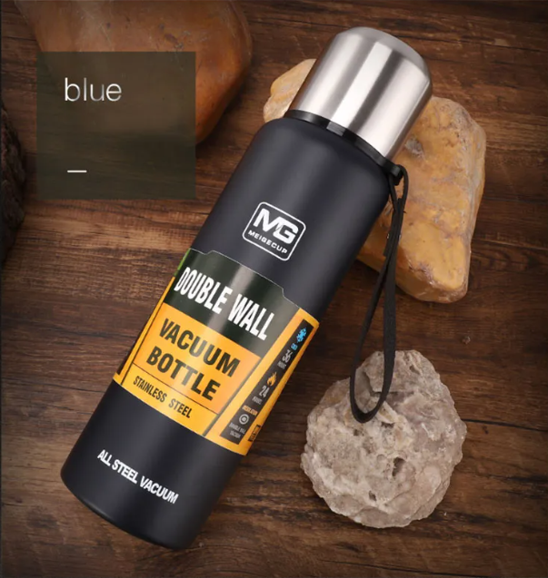Stainless Steel Insulated Water Bottle with Portable Travel Lid, 500ml–1500ml (Outdoor Thermos Flask)