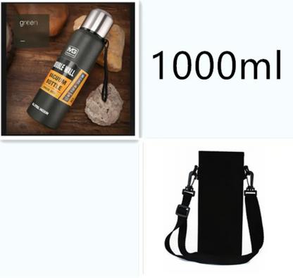 Stainless Steel Insulated Water Bottle with Portable Travel Lid, 500ml–1500ml (Outdoor Thermos Flask)