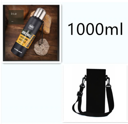 Stainless Steel Insulated Water Bottle with Portable Travel Lid, 500ml–1500ml (Outdoor Thermos Flask)