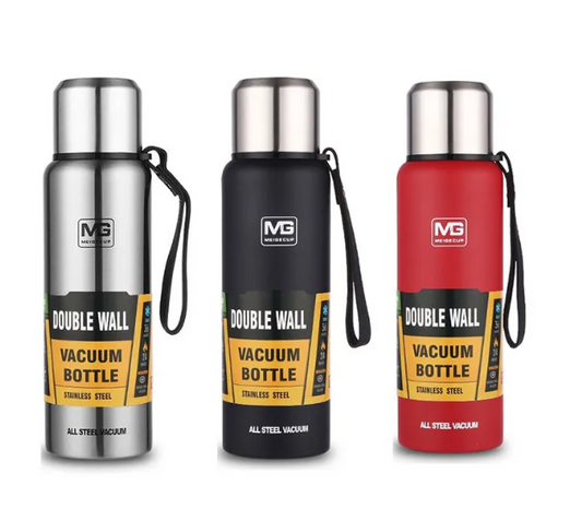 Stainless Steel Insulated Water Bottle with Portable Travel Lid, 500ml–1500ml (Outdoor Thermos Flask)