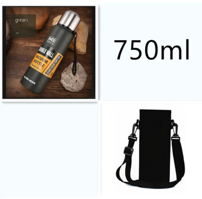 Stainless Steel Insulated Water Bottle with Portable Travel Lid, 500ml–1500ml (Outdoor Thermos Flask)