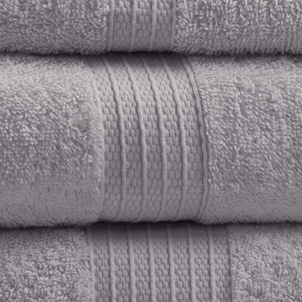 Madison Park Organic 100% Cotton Bathroom Towel Set Hotel & Spa Quality Highly Absorbent Quick Dry Include for Shower Handwash & Facial Washcloth Multi-Sizes Grey
